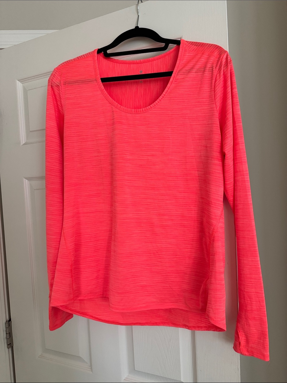 Athleta Neon Coral Long-Sleeve Performance Tee